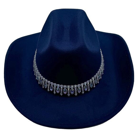 4687 Shiny Rhinestone Women\'s Cowgirl Hat Western Cowboy Retro Panama main image 4